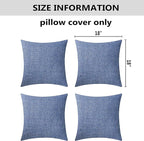 Home Brilliant Throw Pillows for Couch Set of 4 Lined Linen Decorative Pillow Covers Indigo for Bench Sofa, 18x18 inch, Navy Blue