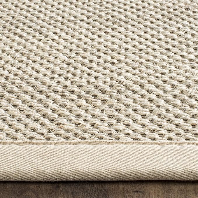 SAFAVIEH Natural Fiber Collection Runner Rug - 2'6" x 14', Marble & Beige, Sisal, Woven Design with Border (NF143C)