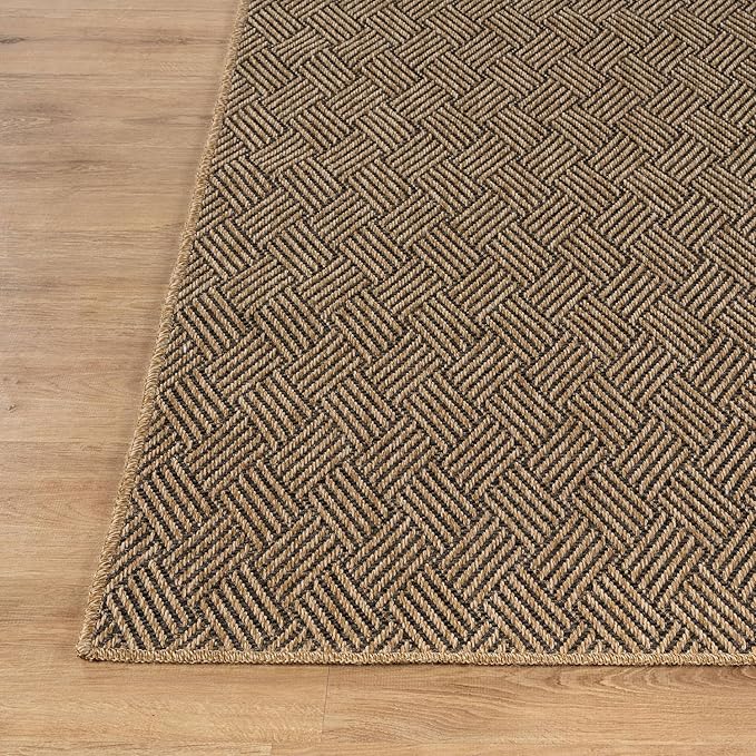 Easy Jute Rugs 4x6 Herringbone Natural Color Living Room Indoor Outdoor Area Rug for Patio and Kitchen Rug High Traffic Washable Easy to Clean Solid Boho Woven Design Carpet (4 x 6)