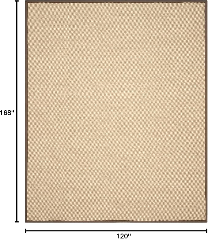 SAFAVIEH Area Rug 10x14 - Natural Fiber Collection - Large - Maize & Brown, Sisal, Woven Design with Border (NF141C)