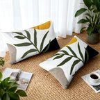 Boho Embroidered Throw Pillow Covers 12x20, Lumbar Decorative Pillow Covers Tufted Abstract Modern Leaf Sun Textured Couch Cushion Cases for Sofa Bed Living Room Decor (1PC, Black Orange)