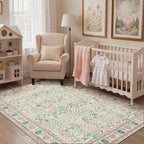 Bavni Area Rugs for Living Room, 5x7 Area Rugs Non-Slip Washable，Ultra-Thin Aesthetic Boho Rug for Bedroom Dinning Room Office, Pink