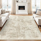 Abstract Rug 5x7 Machine Washable Area Indoor Beige Gray White Low Pile Non-Slip Foldable Thin Accent Rugs for Bedroom Living Room Dining Room Grey