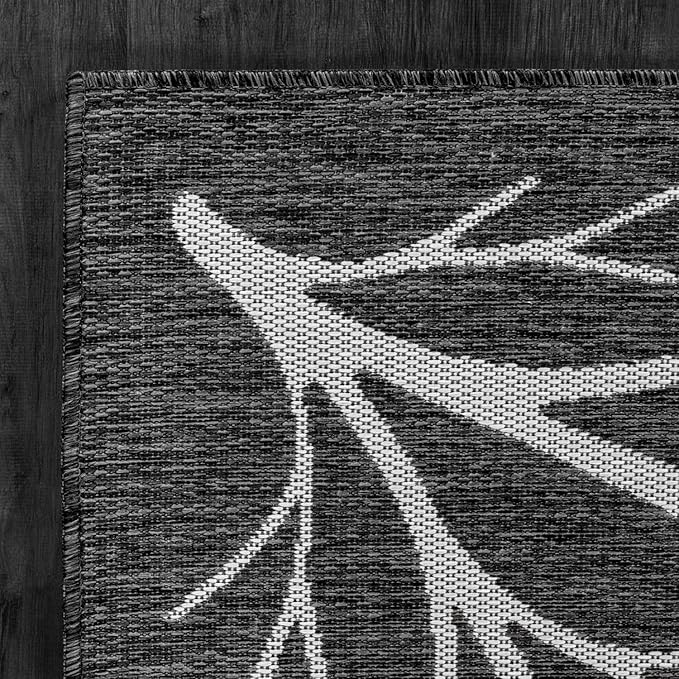 Washable Indoor Outdoor Rug 8x10 Modern Area Rugs Branch Pattern Non Shedding Waterproof Easy Clean Patio Deck Porch Living Room Bedroom Garden RV (8 X 10 Dark Gray)
