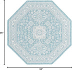 Rugs.com Outdoor Aztec Collection Rug – 8 Ft Octagon Aqua Flatweave Rug Perfect for Living Rooms, Kitchens, Entryways