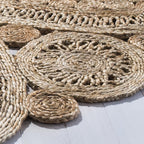 SAFAVIEH Area Rug 12' Round - Natural Fiber Collection - Large - Natural Brown, Handmade Jute, Decorative Boho Floral Design (NF360A)