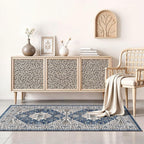 2x4 Non-Slip Entryway Area Rugs: Washable Stain Resistant Kitchen Carpet Printed Doormat Soft Low Pile Nursery Rug Vintage Small Floor Mat for Hardwood Bedroom Cozy Home Decor fot Family(2x4,Blue)