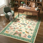 4x6 Rug Non-Slip Washable Carpet - Mushroom Soft Low-Pile Stain Resistant Rugs for Nursery Kitchen Bedroom Living Room Entryway Indoor Mat Khaki Green