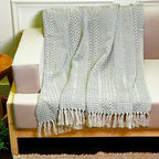 Chardin home - Sage Green & Ivory Braided Waffle Weave Throw, 50x60 in Recycled Cotton- Large, Wearable, Breathable, Skin-Friendly Everyday Blanket for Couch, Bed, Sofa - Soft Lightweight Picnic Rug