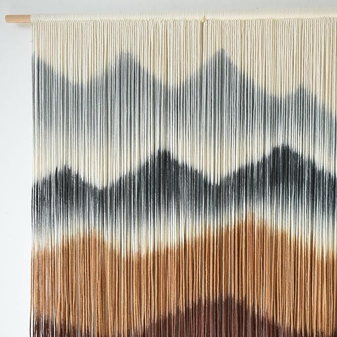 IOWER Macrame Wall Hanging Mountain Wall Art Dip-Dyed Macrame Wall Decor Modern Wall Decor Fiber Wall Art Craftsmanship 57" Wx35 L