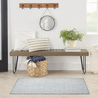 Nourison Home Courtyard Ivory Blue 3' x 5' Area Rug - Easy Clean, Non Shedding, Bed Room, Living Room, Dining Room, Kitchen (3' x 5')