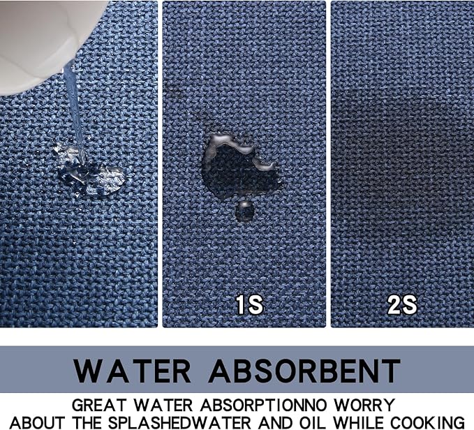 Kitchen Mat Set of 2 PCS, Cushioned Non Slip Rugs for Kitchen Floor, Absorbent Runner Comfort Standing Mats Washable for Kitchen, Office, Home (Dark Blue, 17.3"x47"+17.3"x30")