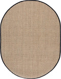 SAFAVIEH Area Rug 6x8 Oval - Natural Fiber Collection - Natural & Black, Seagrass, Basketweave Pattern with Border (NF114C)