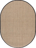 SAFAVIEH Area Rug 6x8 Oval - Natural Fiber Collection - Natural & Black, Seagrass, Basketweave Pattern with Border (NF114C)