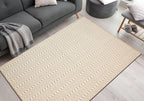 Jute Cotton Geomatric Area Rug 5x7 Feet - Natural White, Farhouse Reversible Soft & Sturdy Floor Rugs Ideal for Living Room, Dinning Space, Bedroom | Decorative Neutral Blend Patio Mat for Nursary