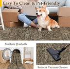4x6 Washable Area Rug Brown Vintage Distressed Rug for Office Oriental Soft Thin Indoor Retro Carpet Non Slip Low Pile Floor Cover for Living Ding Room Bedroom Laundry