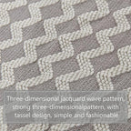 NTBAY Acrylic Knitted Throw Blanket, Lightweight and Soft Cozy Decorative Woven Blanket with Tassels for Travel, Couch, Bed, Sofa, 51x67 Inches, Light Grey Wave