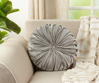 SARO LIFESTYLE Round Velvet Pintucked Poly Filled Throw Pillow (Set of 2)