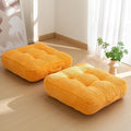 HIGOGOGO 6" Extra Thick Floor Pillow Cushion for Adults, Meditation Cushion Pillow, Large Square Floor Sitting, Tufted Corduroy Cover, for Tatami Living Room or Yoga, 22x22 Inch, 2Pack, Orange