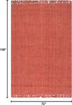 Nuloom Daniela Brick, 6' x 9', Handmade, Jute, Tassel, Soft and Textured, High Traffic, Stain Resistant, Easy Clean, Durable Area Rug for Bedroom, Living Room, Dining Space, Foyer, Entryway