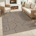 GarveeHome Rainbow Easy Jute Rug 5x7 Washable Abstract Non Slip Living Room Bedroom Rug, Non Skid Backing Non Shedding Accent Carpet for Dining Room Office