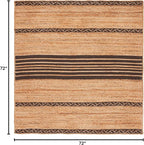 SAFAVIEH Natural Fiber Collection Area Rug - 6' Square, Natural & Brown, Handmade Stripe Boho Farmhouse Rustic Braided Jute, Ideal for High Traffic Areas in Living Room, Bedroom (NFB262T)