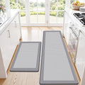 Kitchen Mats, 2PCS Kitchen Rugs for Floor, Cushioned Anti-Fatigue Mats for Kitchen Floor, Non-Slip Standing Desk Mat for Sink, Home, Laundry & Office, 17.3"x30"+17.3"x59" (Grey)