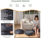 HIGOGOGO Pouf Ottoman Stuffed Round Modern Foam Filled Foot Rest Poufs 20 X 18 Inches Modular Ottomans Separated Into Floor Cushions for Living Room Chair Decorative Stool, Dark Grey