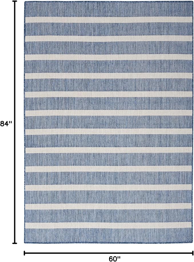 Nourison Home Positano Navy Ivory 5' x 7' Area Rug - Easy Clean, Non Shedding, Bed Room, Living Room, Dining Room, Kitchen (5' x 7')