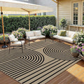 Outdoor Rug 5x7 Rugs for Living Room Washable Non-Slip Easy Jute Rug Indoor Outdoor Low Pile Ultra-Thin Area Rug Black Rainbow Carpet for Dining Room Bedroom Patio Office Dorm Nursery Floor Mats