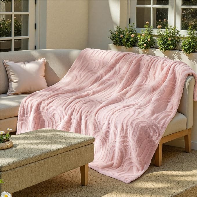 Bedsure GentleSoft Pink Throw Blankets for Women - Super Soft Cozy Christmas Blankets for Girls, Fluffy Fleece Throw for Couch, Pink Christmas Decor Aesthetic Gifts for Women, 50x60 Inches