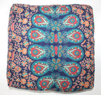 CRAFT KALA Large Hippie Mandala Meditation Floor Ottoman Pillow Cushion Pouf Cover Square Poufs Bohemian Circle Floor Cushion Case Outdoor Fireplace Yoga Living Room Decor Cover Orange, 18" Square