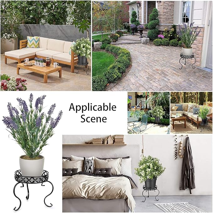 OwnMy Metal Round Plant Stand Indoor Outdoor Iron Flower Pot Holder, Heavy Duty Plant Stand Display Potted Rack for Home, Garden, Patio, Black