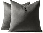 MIULEE 24x24 Inch Euro Sham Velvet Pillow Covers, Set of 2 Large Square Decorative Pillows -Dark Grey Super Soft for King Bed, Sofa, Couch, Accent Chairs with Hidden Zipper