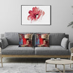 Emvency Set of 2 Throw Pillow Covers Modern Abstract Painting Red Brown and Gray Decorative Pillow Cases Home Decor Standard Square 18x18 Inches Pillowcases
