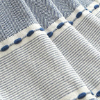 Lush Decor Herringbone Stripe Woven Tassel Yarn Dyed Cotton Tassel Throw Blanket 50" W x 60" L Navy & White - Striped Throw Blankets - Blue Couch Blanket