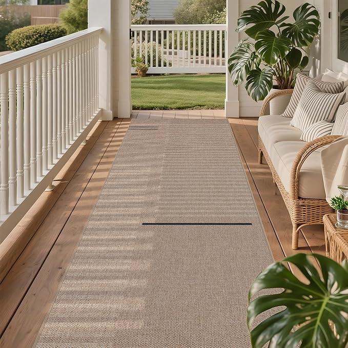 Easy Jute Rug 2.5x8: Indoor Outdoor Natural Boho Area Rugs for Hallway Patio Non Slip - Farmhouse Neutral Contemporary Carpet Mat for Entryway Kitchen Laundry Room Bedroom Washable