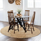Chardin home Hand Woven Natural Jute Braided Rug – 4' Round | Rustic Boho Farmhouse Reversible Accent Rug for Entryway, Kitchen, Nursery, Dining Room, Study, or Patio | Solid Natural Fiber Rug
