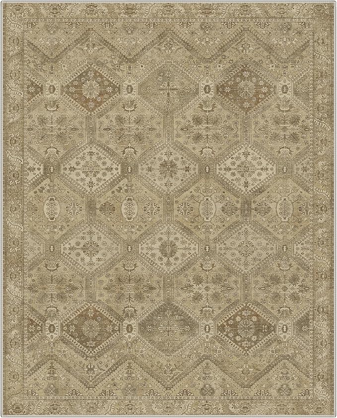 GENIMO Area Rug 2x3 Doormat, Machine Washable Low Pile Rugs, Small Retro Entryway Mat for Entrance, Hallway, Kitchen and Corridor, Tan Brown