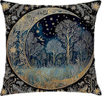 Vintage Dark William Morris Night Moon Forest Decor Pillow Covers 18x18 Double-Sided,Black Forest Decor,Dark Dcademia Floral Decorative Throw Pillow Covers for Home Bedroom Living Room