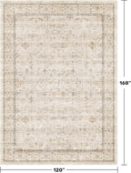 Washable Floral 10x14 Big Living Room Rug, Stain Resistant Foldable Area Rug for Bedroom, Large Dining Room, Farmhouse Neutral Light Beige Décor Indoor, Low Pile Soft Vintage Floor Carpet
