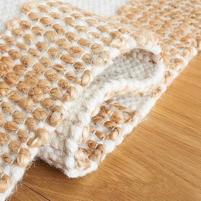 SAFAVIEH Natural Fiber Collection Accent Rug - 3' x 5', Ivory & Natural, Handmade Farmhouse Jute & Wool, Ideal for High Traffic Areas in Entryway, Living Room, Bedroom (NF511A)