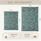 Multi-Color Teal Cable Woven Throw Blanket for Couch,60"X80" Boho Style Textured Blankets for Home Decor,Super Soft Warm Cozy Chunky Blanket with Decorative Tassels for Bed and Sofa