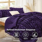 Bedsure Tufted Boho Comforter Set Twin Size - Purple Boho Bed Set, GentleSoft™ 2 Pieces Farmhouse Shabby Chic Embroidery Bedding, Gifts for Woman, Soft Jacquard Twin Comforter for All Seasons