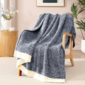 WRENSONGE Throw Blanket Cationic Dyeing Navy Blue Soft Cozy Fluffy Warm Hand Made Weave Throw Blankets for Couch, Sofa, Chair, Bed, Camping, Picnic, Travel Lightweight Bed Blanket - 60"x80"