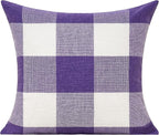 VAKADO Purple White Outdoor Farmhouse Buffalo Plaids Decorative Throw Pillow Covers Retro Checked Square Cushion Cases Classic Coffee Check Home Decor for Couch Sofa Patio 26x26 Inch Pack of 2