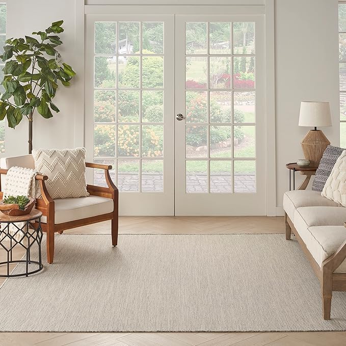 Nourison Home Courtyard Ivory Silver 8' x Square Area Rug - Easy Clean, Non Shedding, Bed Room, Living Room, Dining Room, Kitchen (8' x Square)