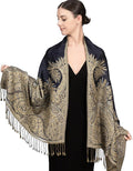 Achillea Reversible Paisley Pashmina Rave Scarf – Exotic Indian Shawls and Wraps for Evening Dresses, Festivals, All Seasons
