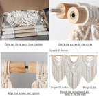 oiikain Large Handmade Boho Macrame Wall Hanging Tapestry - Chic Bohemian Woven Home Decor art for Living Room, Bedroom, and Wedding Parties (43''x32'', Wooden beads)