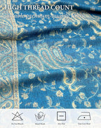 Achillea Reversible Paisley Pashmina Rave Scarf – Exotic Indian Shawls and Wraps for Evening Dresses, Festivals, All Seasons